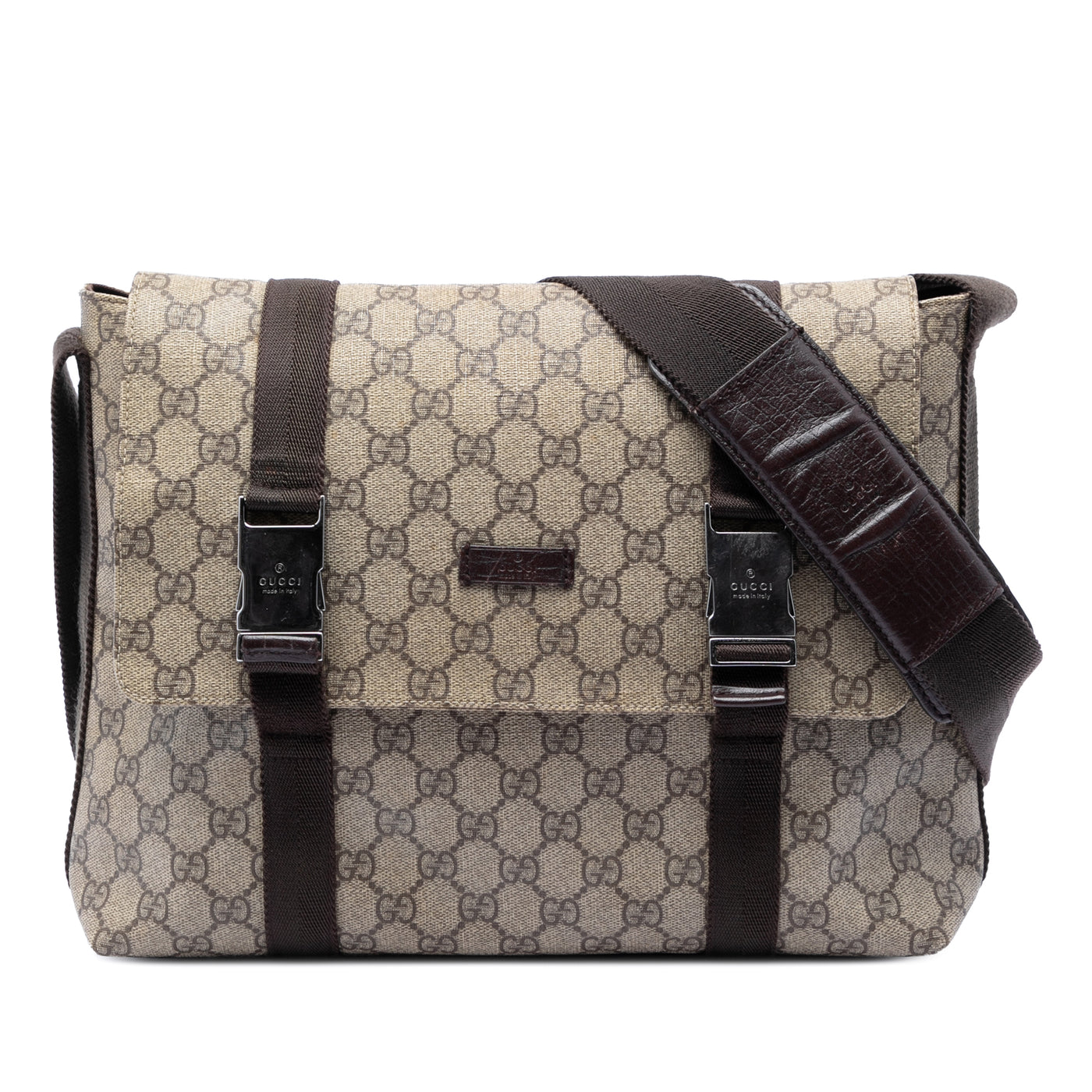 Large GG Supreme Double Buckle Flap Messenger Bag - Image 1