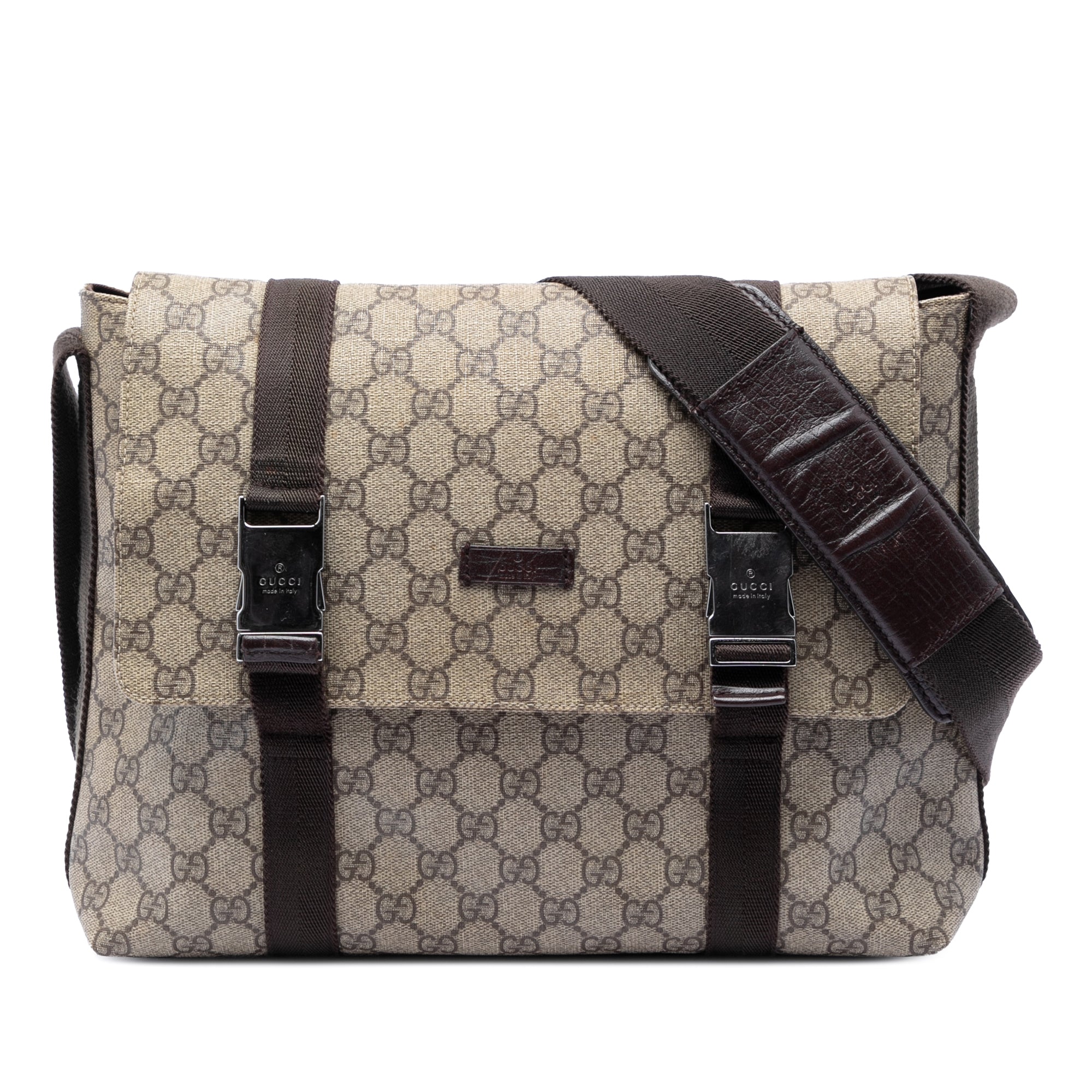 Large GG Supreme Double Buckle Flap Messenger Bag - Image 1
