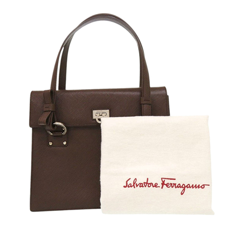 Leather Gancini Ribbon Handbag - Image 15