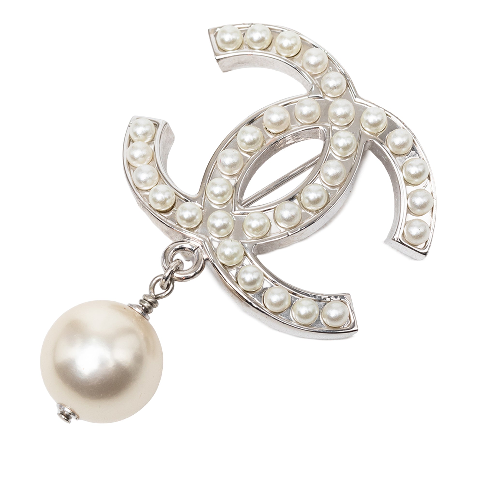 CC Brass Faux Pearl Brooch - Image 1