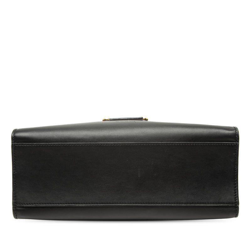 Small Bicolor Calfskin Bamboo Buckle Web Top Handle Bag - Image 3