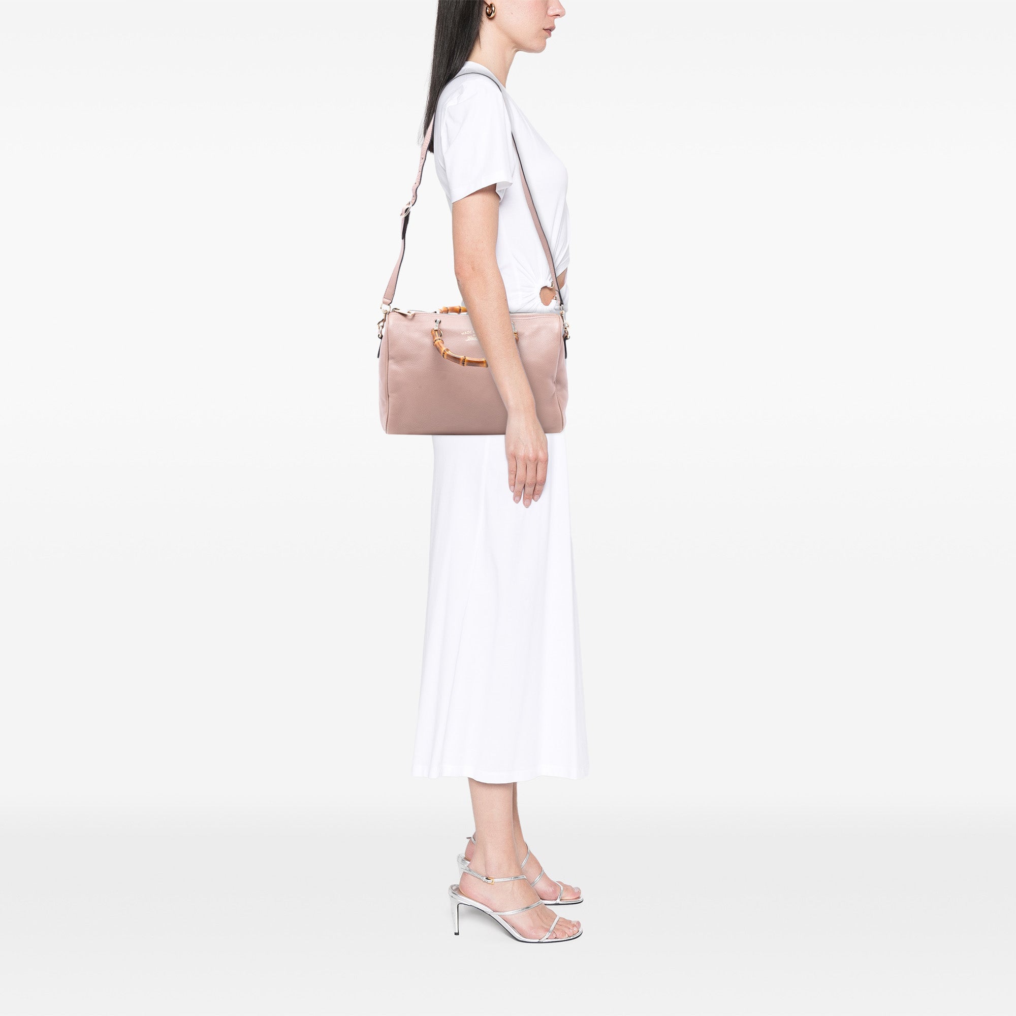Medium Calfskin Bamboo Shopper Boston Bag - Image 7