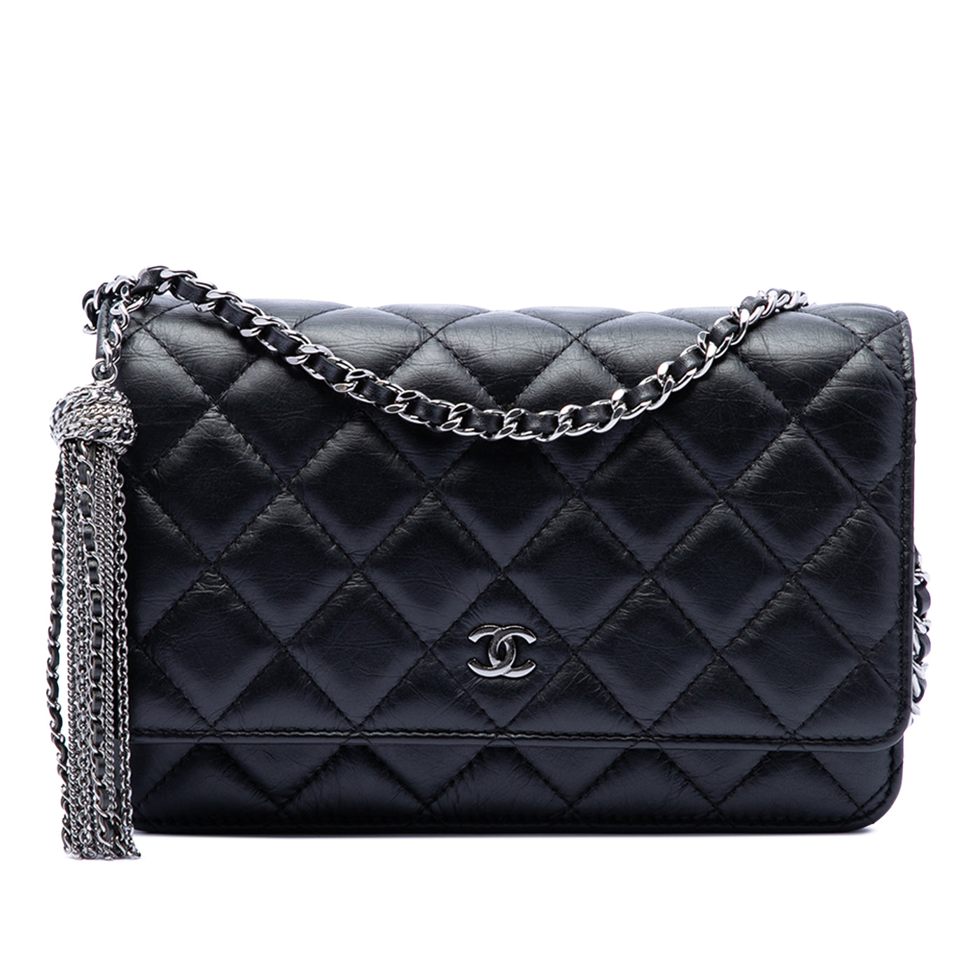 CC Quilted Aged Calfskin Tassel Wallet On Chain - Image 1
