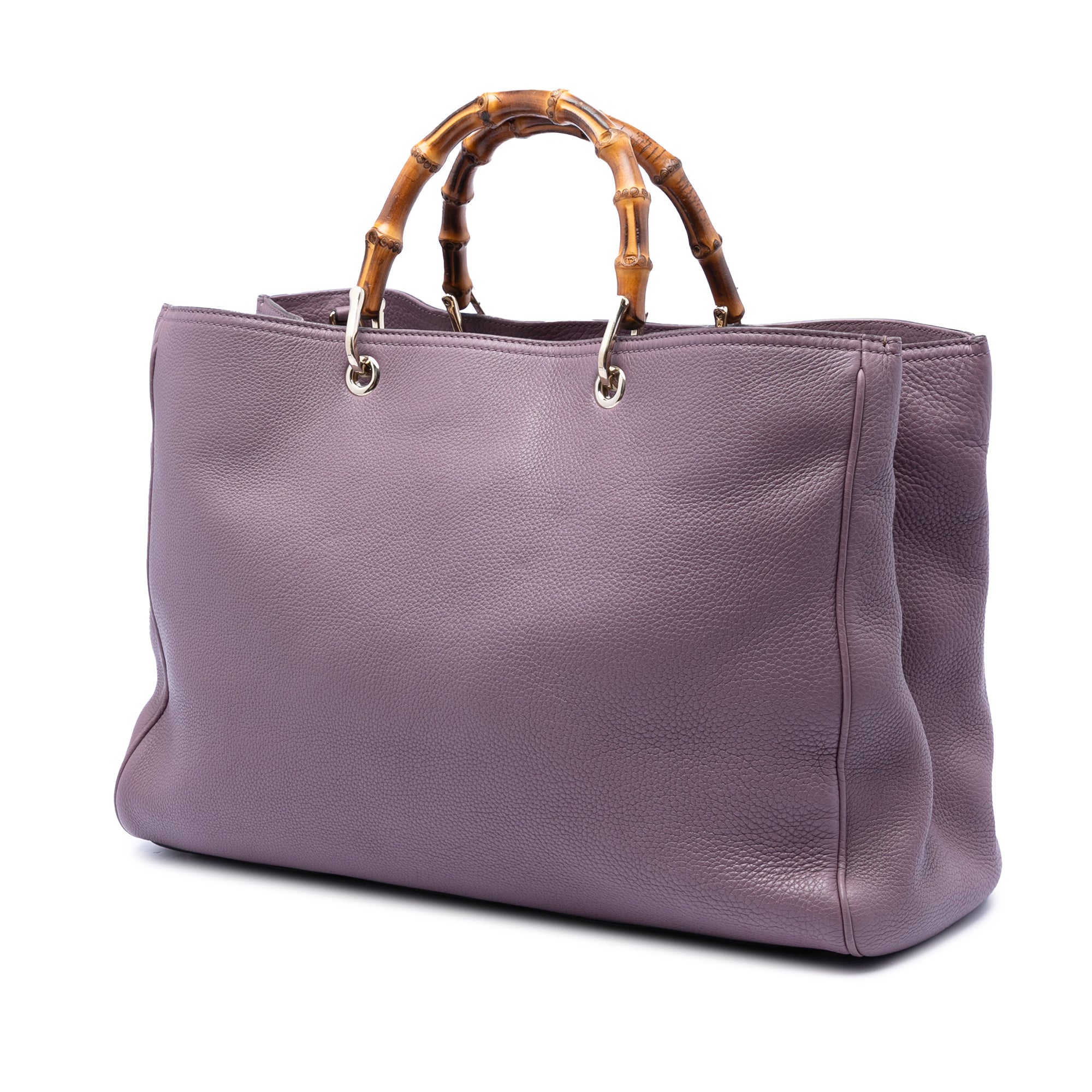 Large Calfskin Bamboo Shopper Satchel - Image 2