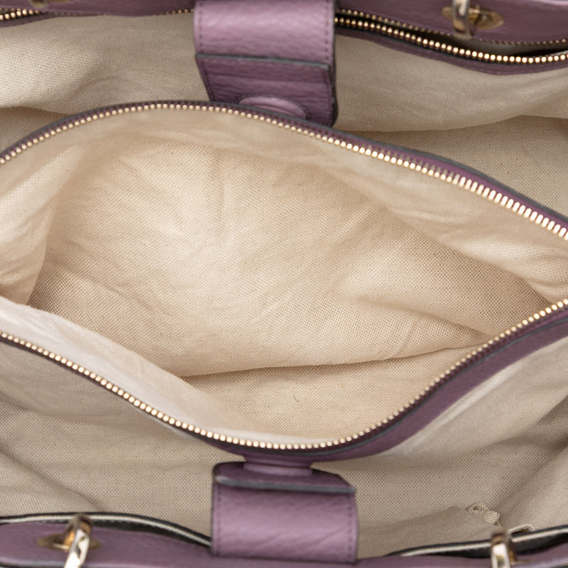 Large Calfskin Bamboo Shopper Satchel - Image 4