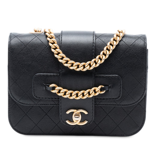Quilted Calfskin Front Chain Flap