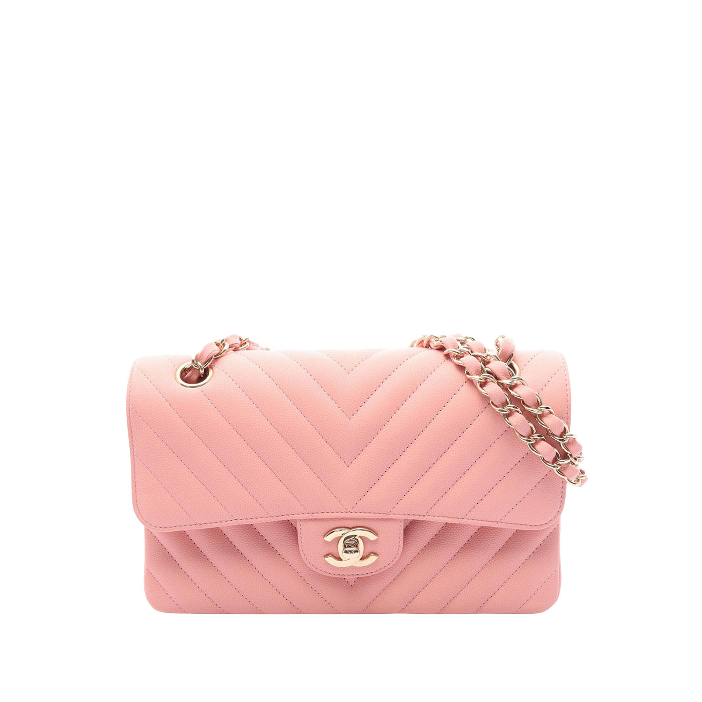 Small Classic Chevron Caviar Double Flap - Image 1