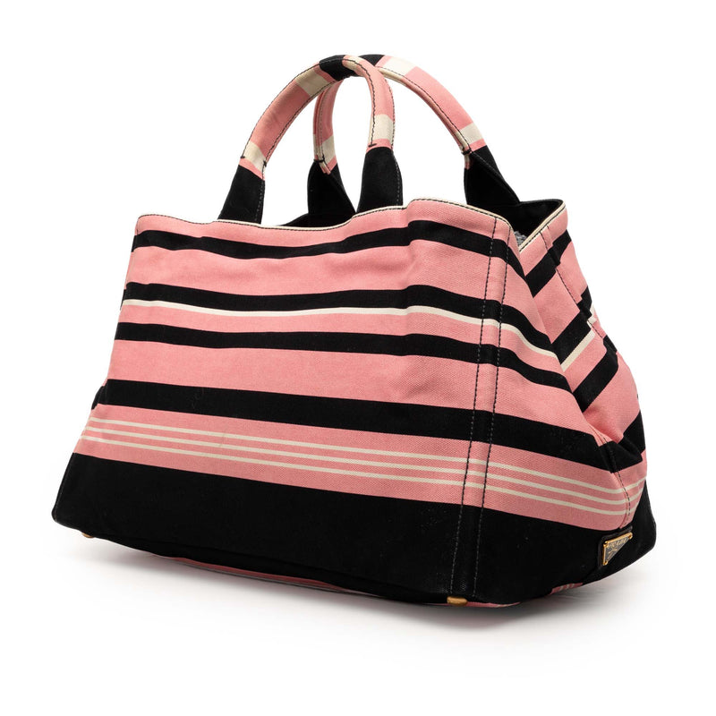 Large Canvas Canapa Righe Striped Satchel - Image 2