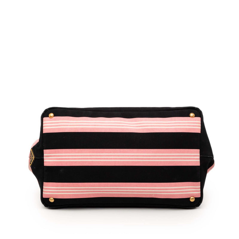 Large Canvas Canapa Righe Striped Satchel - Image 3