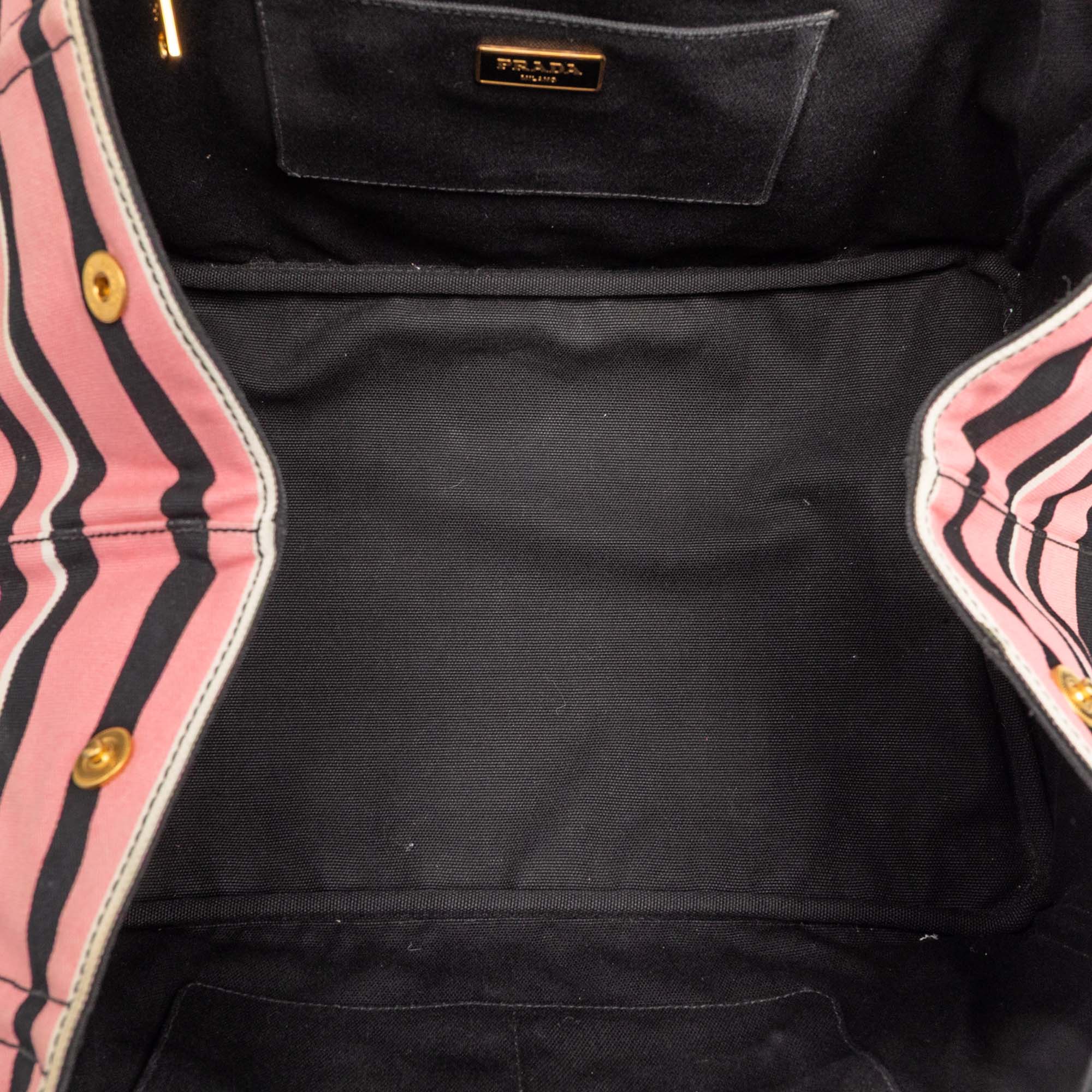 Large Canvas Canapa Righe Striped Satchel - Image 4