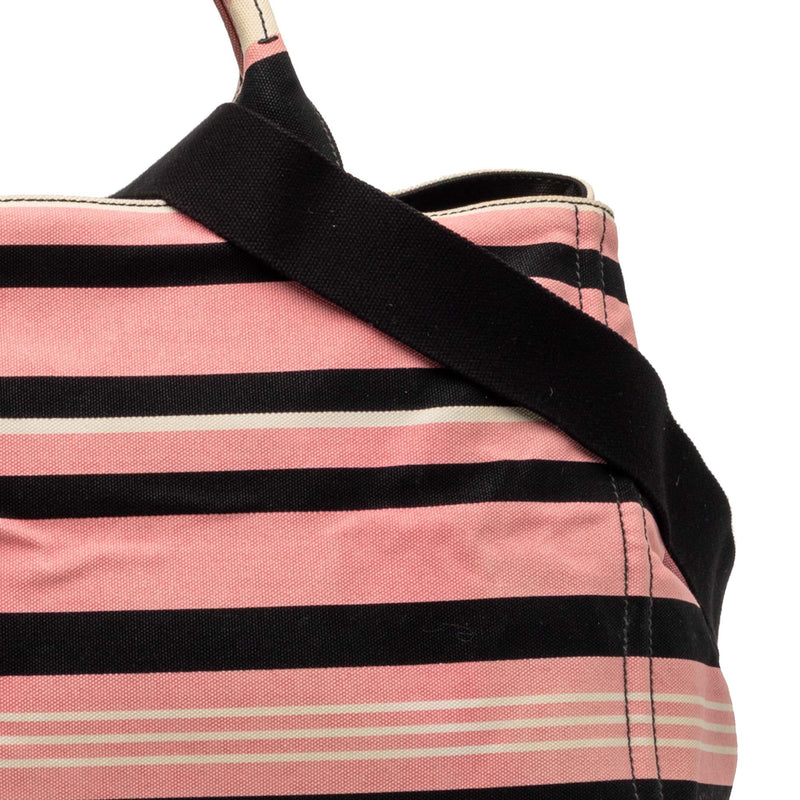 Large Canvas Canapa Righe Striped Satchel - Image 6