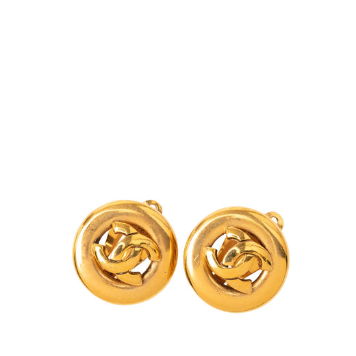 CC Gold Plated Round Clip On Earrings - Image 1