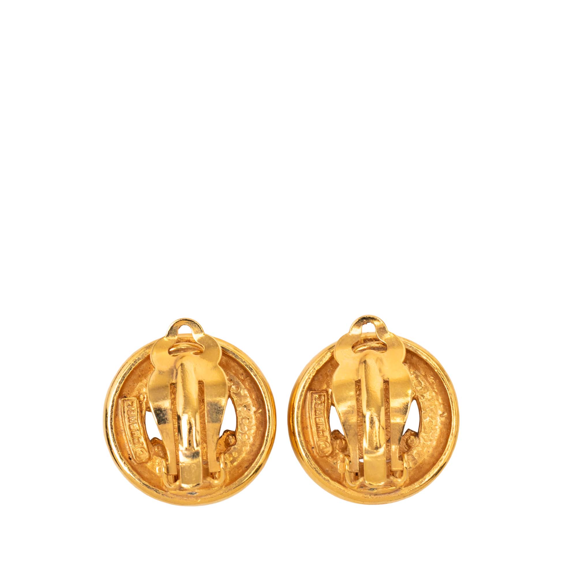 CC Gold Plated Round Clip On Earrings - Image 2