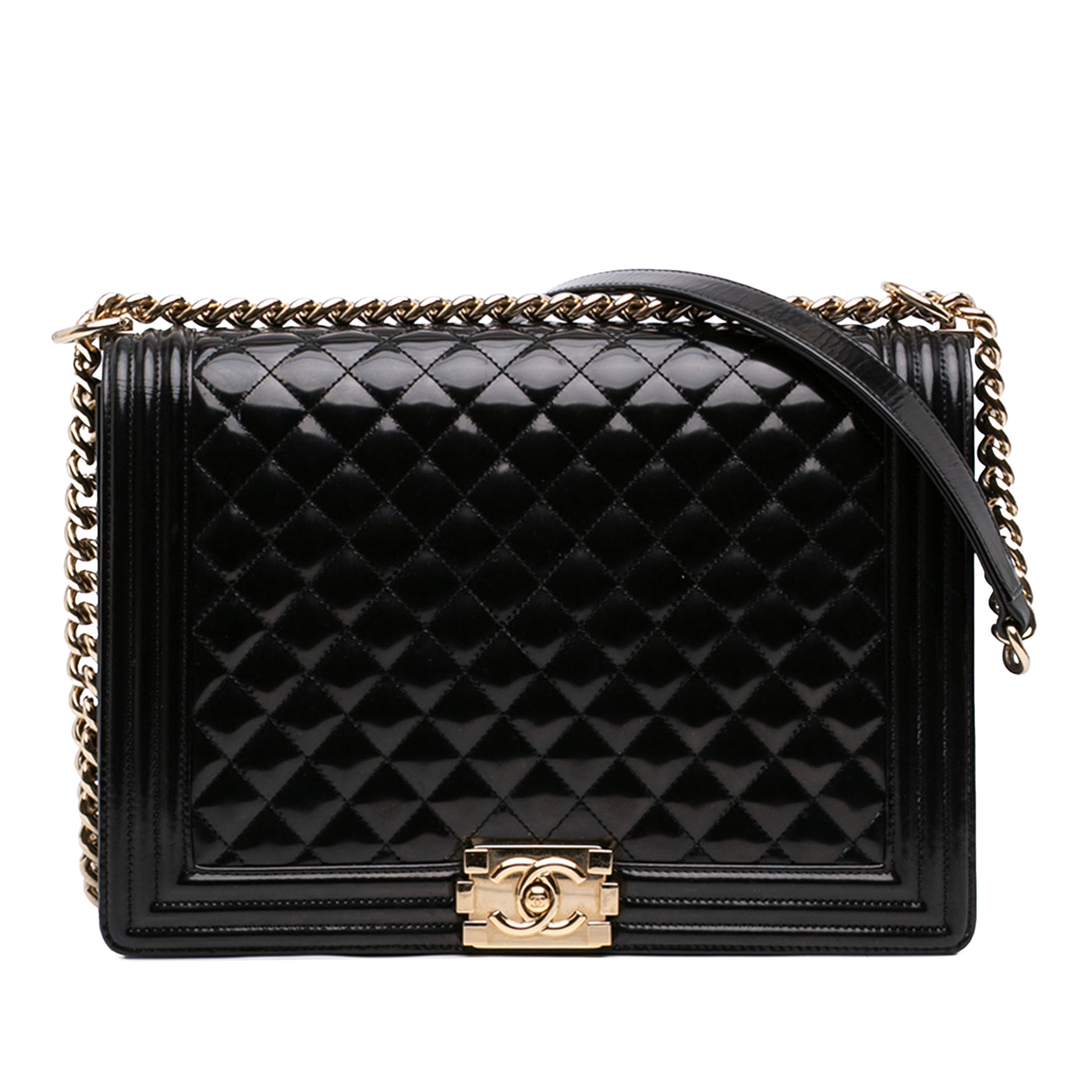 Large Quilted Patent Boy Flap - Image 1