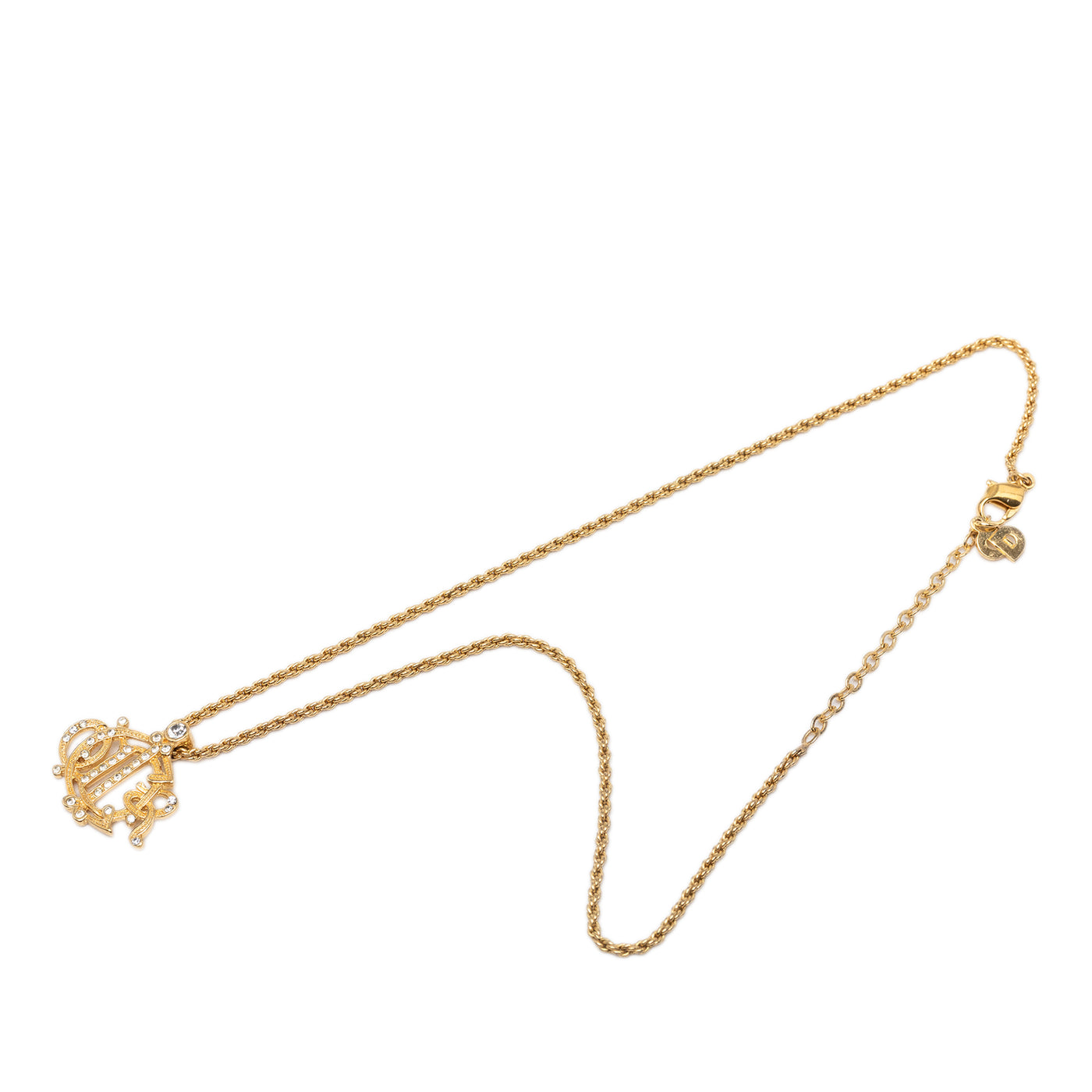 Gold Plated Strass Logo Pendant Necklace - Image 1