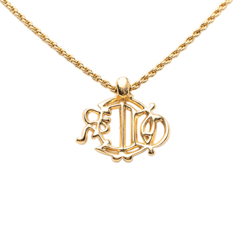 Gold Plated Strass Logo Pendant Necklace - Image 3