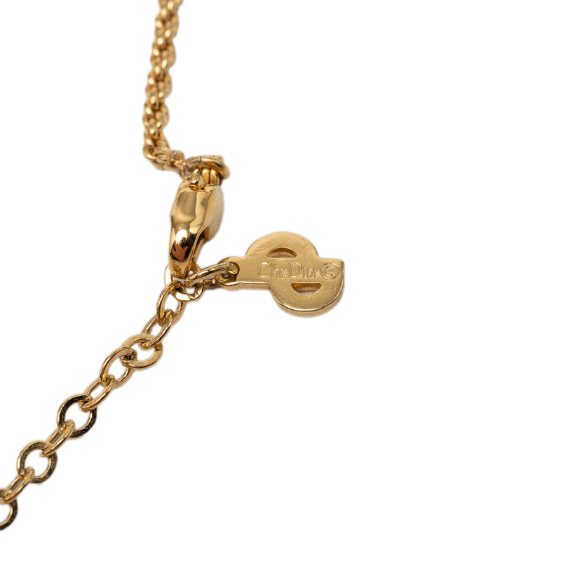 Gold Plated Strass Logo Pendant Necklace - Image 5