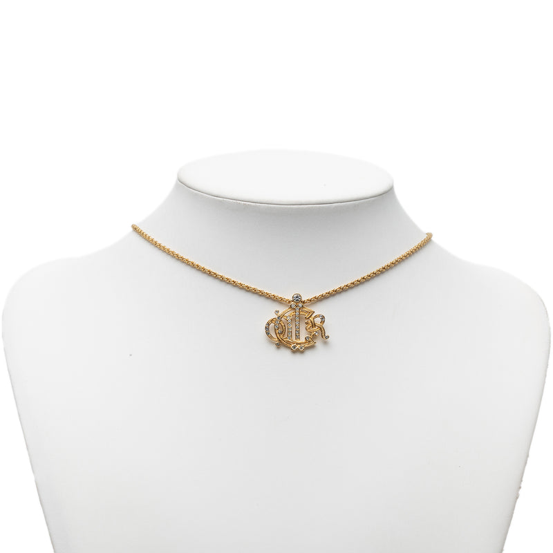 Gold Plated Strass Logo Pendant Necklace - Image 6