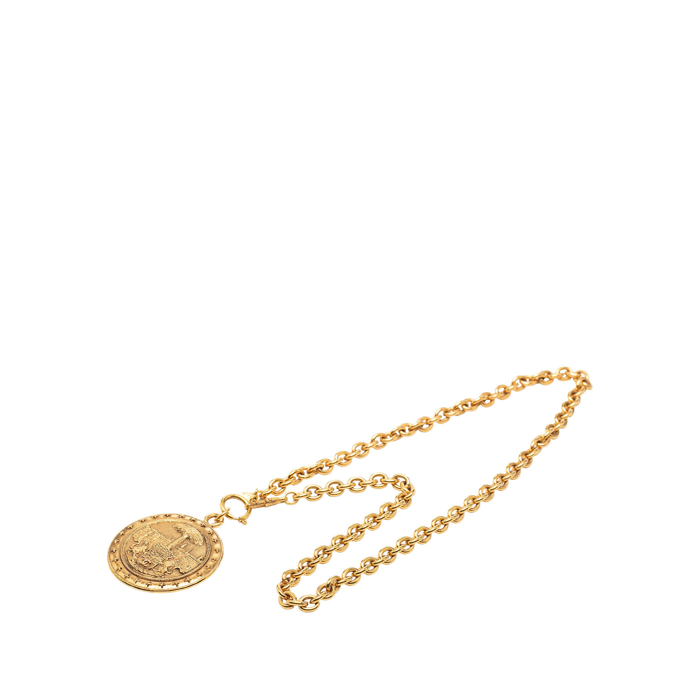 CC Gold Plated Crest Medallion Pendant Necklace - Image 1