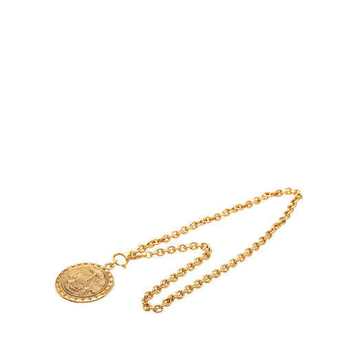CC Gold Plated Crest Medallion Pendant Necklace - Image 1