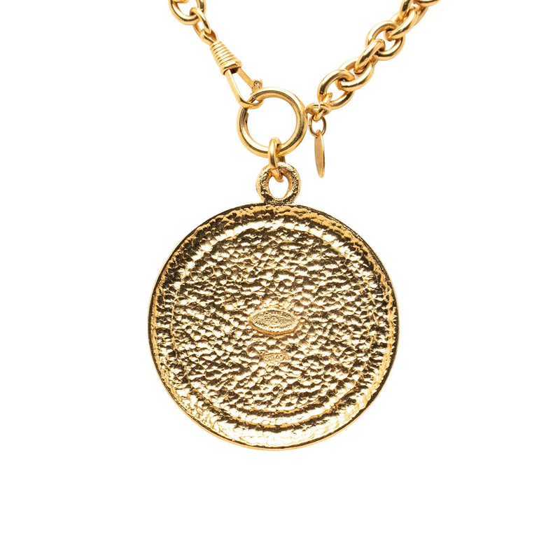CC Gold Plated Crest Medallion Pendant Necklace - Image 3