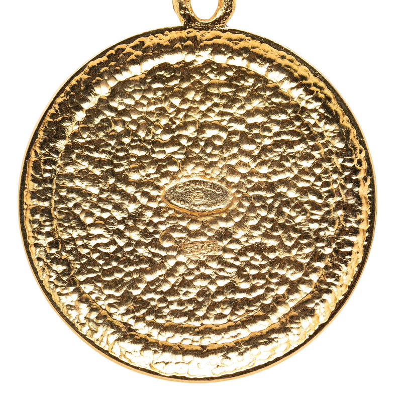 CC Gold Plated Crest Medallion Pendant Necklace - Image 4