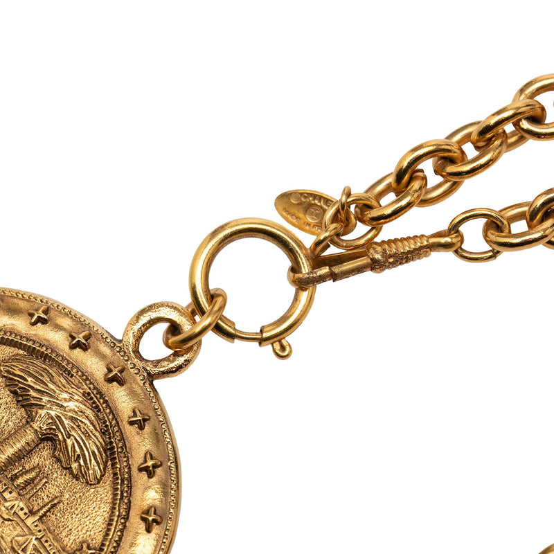 CC Gold Plated Crest Medallion Pendant Necklace - Image 5