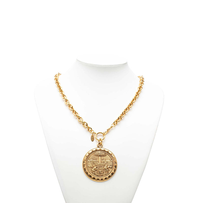 CC Gold Plated Crest Medallion Pendant Necklace - Image 6
