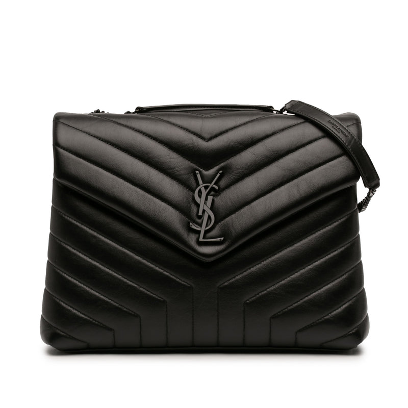 Medium Matelasse Calfskin Monogram Monochrome LouLou Shoulder Bag
