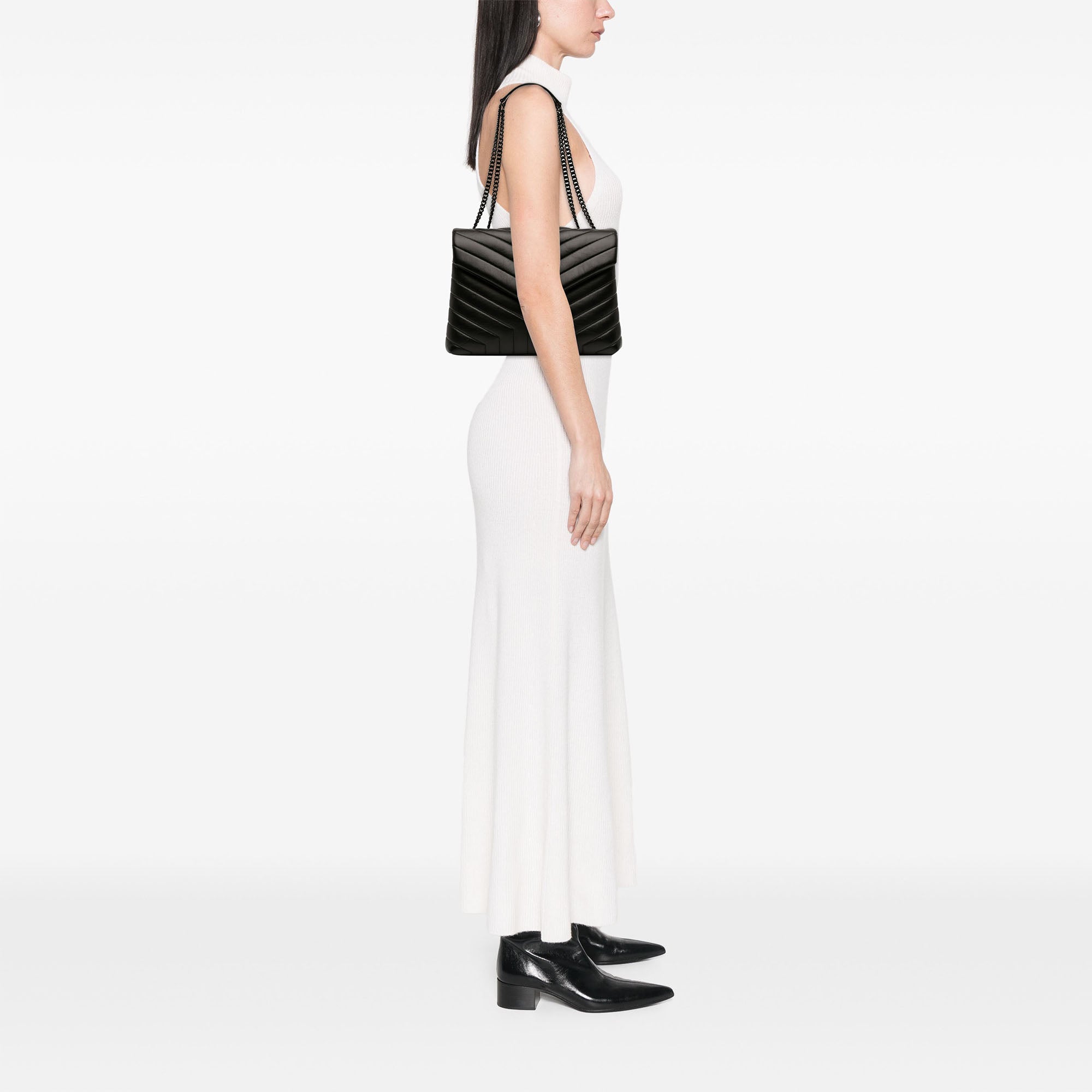 Medium Matelasse Calfskin Monogram Monochrome LouLou Shoulder Bag - Image 6