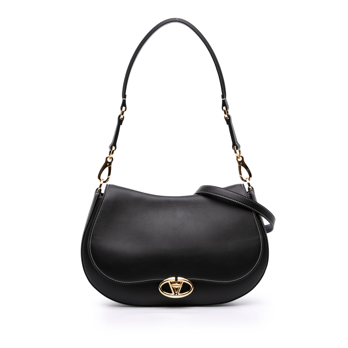 Medium Leather Ohval Flap Bag - Image 1