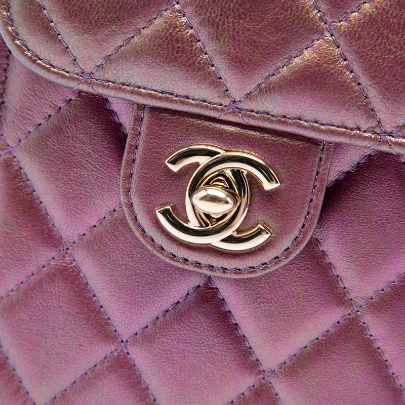 CC Quilted Iridescent Lambskin Phone Holder with Chain - Image 5