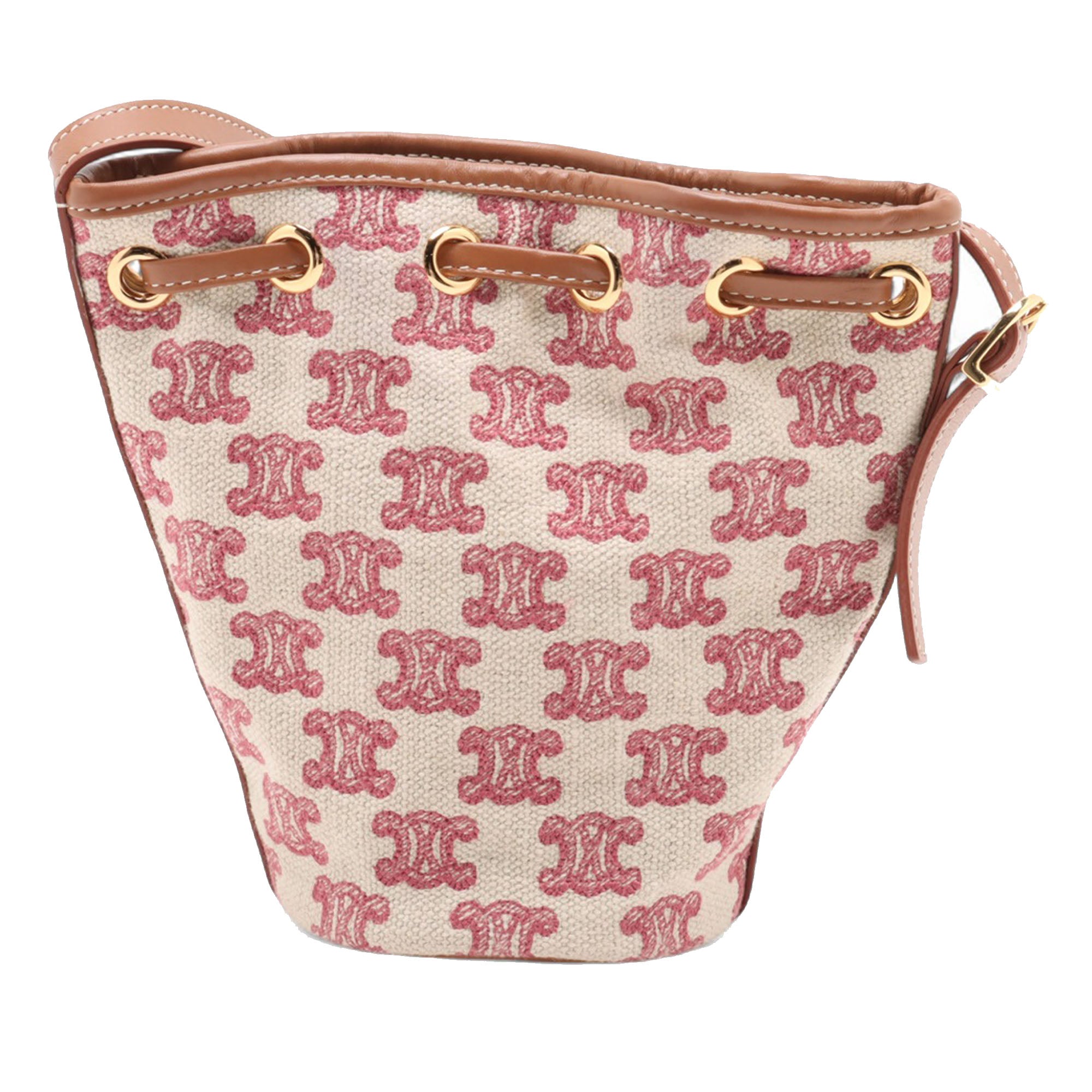 Micro Triomphe Embroidered Canvas Drawstring Bucket Bag - Image 2