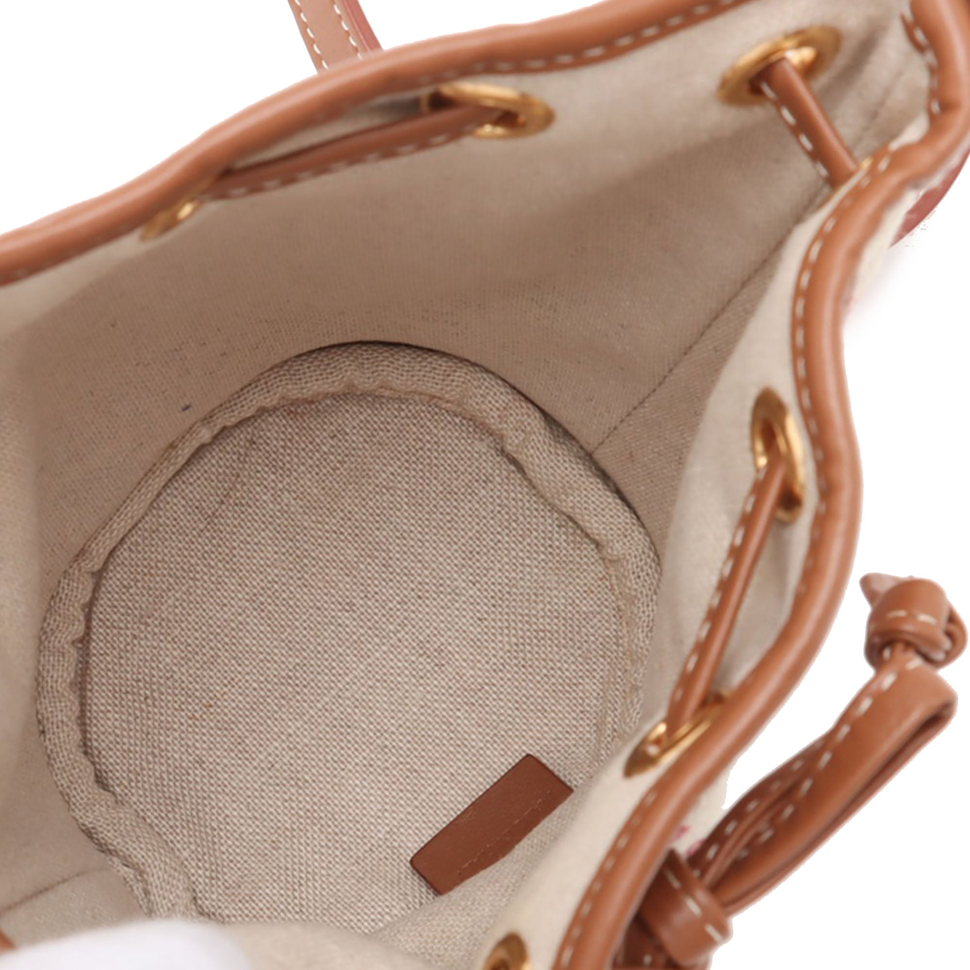 Micro Triomphe Embroidered Canvas Drawstring Bucket Bag - Image 3