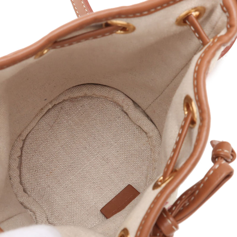 Micro Triomphe Embroidered Canvas Drawstring Bucket Bag - Image 3