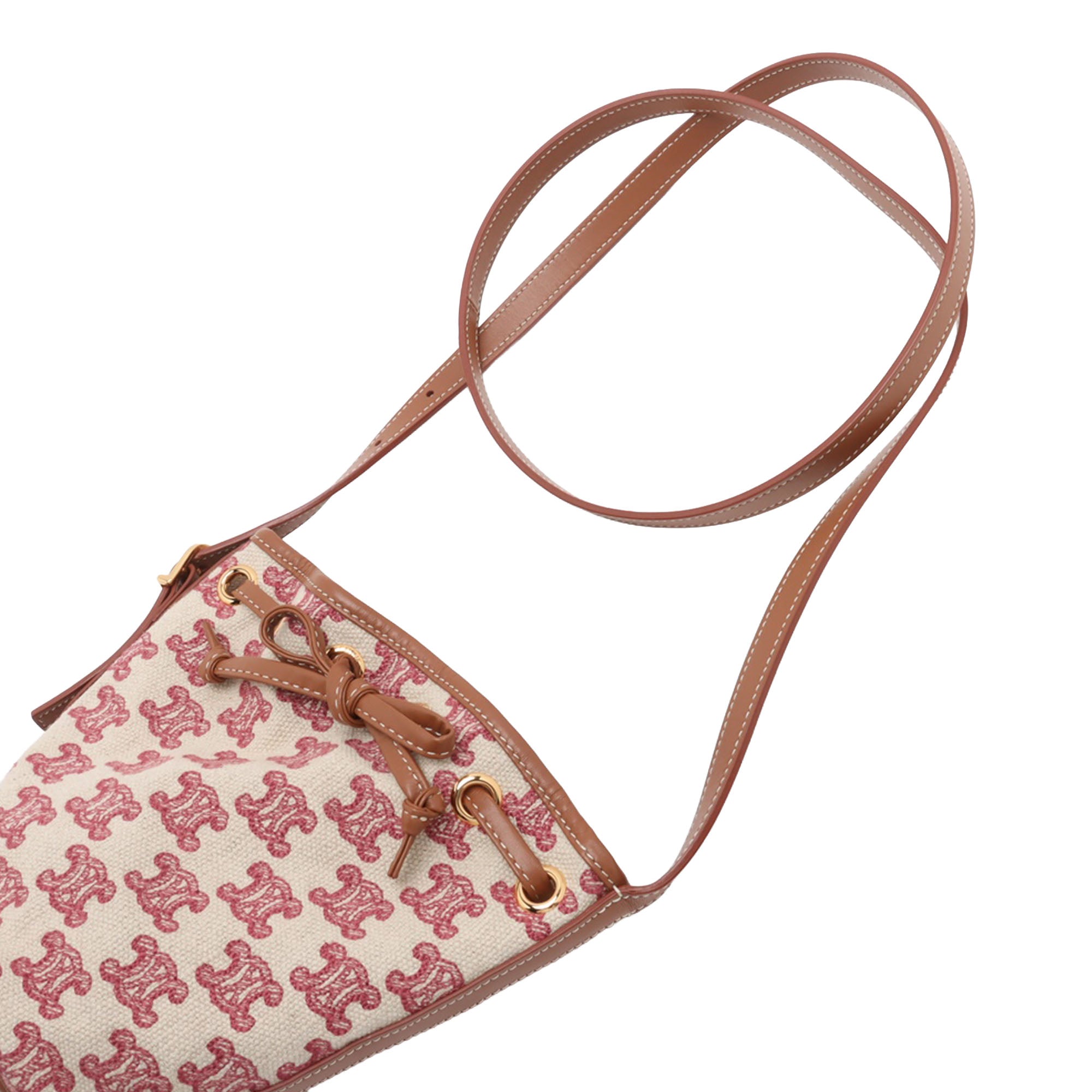 Micro Triomphe Embroidered Canvas Drawstring Bucket Bag - Image 7