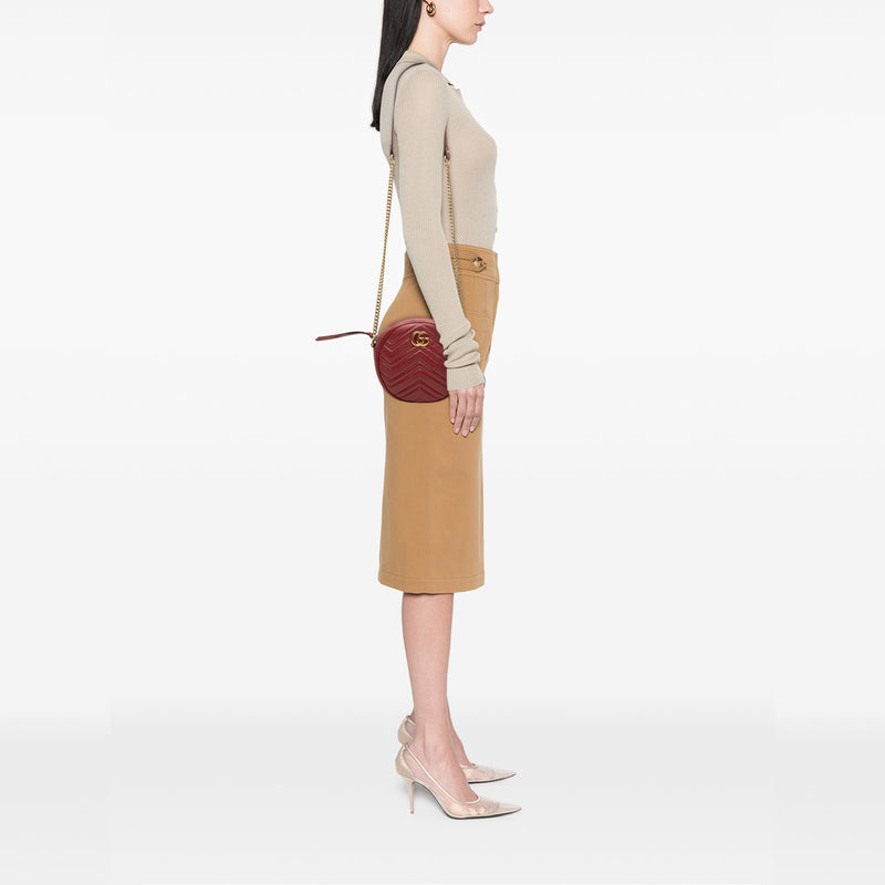 Mini GG Marmont Matelasse Leather Round Crossbody - Image 7