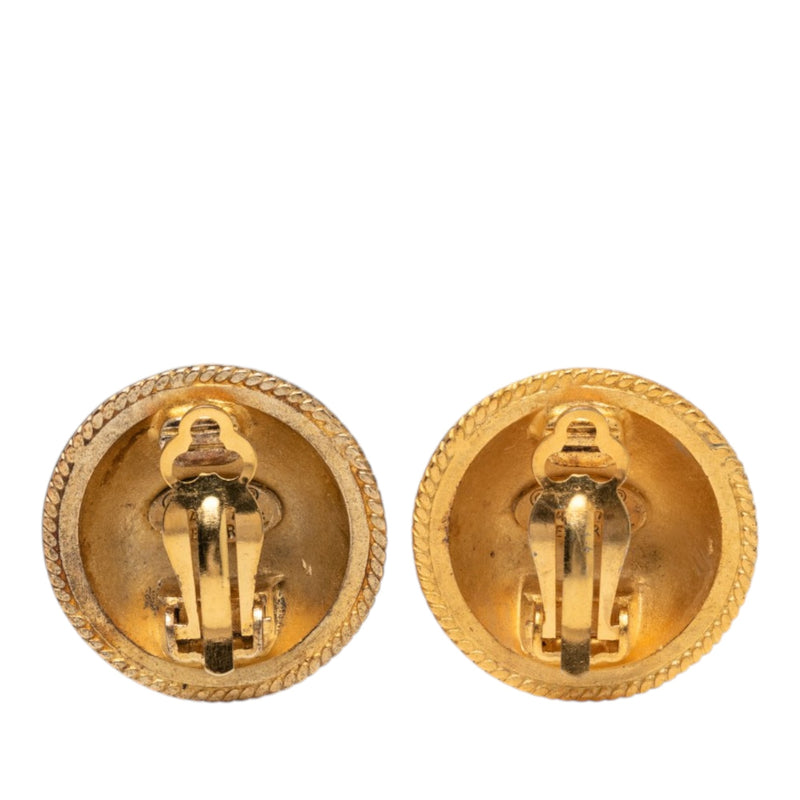 CC Gold Plated Round Clip On Earrings - Image 2