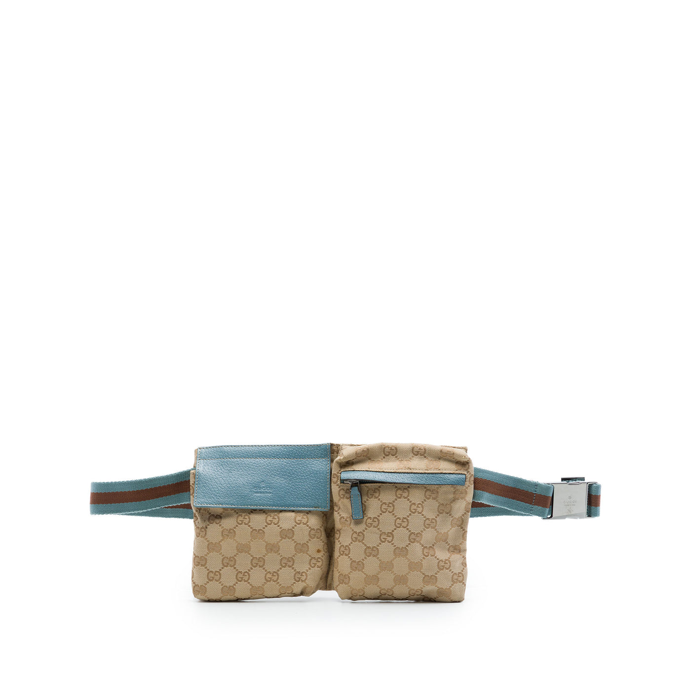 GG Canvas Web Double Pocket Belt Bag - Image 1