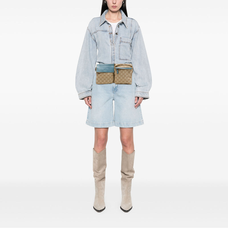 GG Canvas Web Double Pocket Belt Bag - Image 6