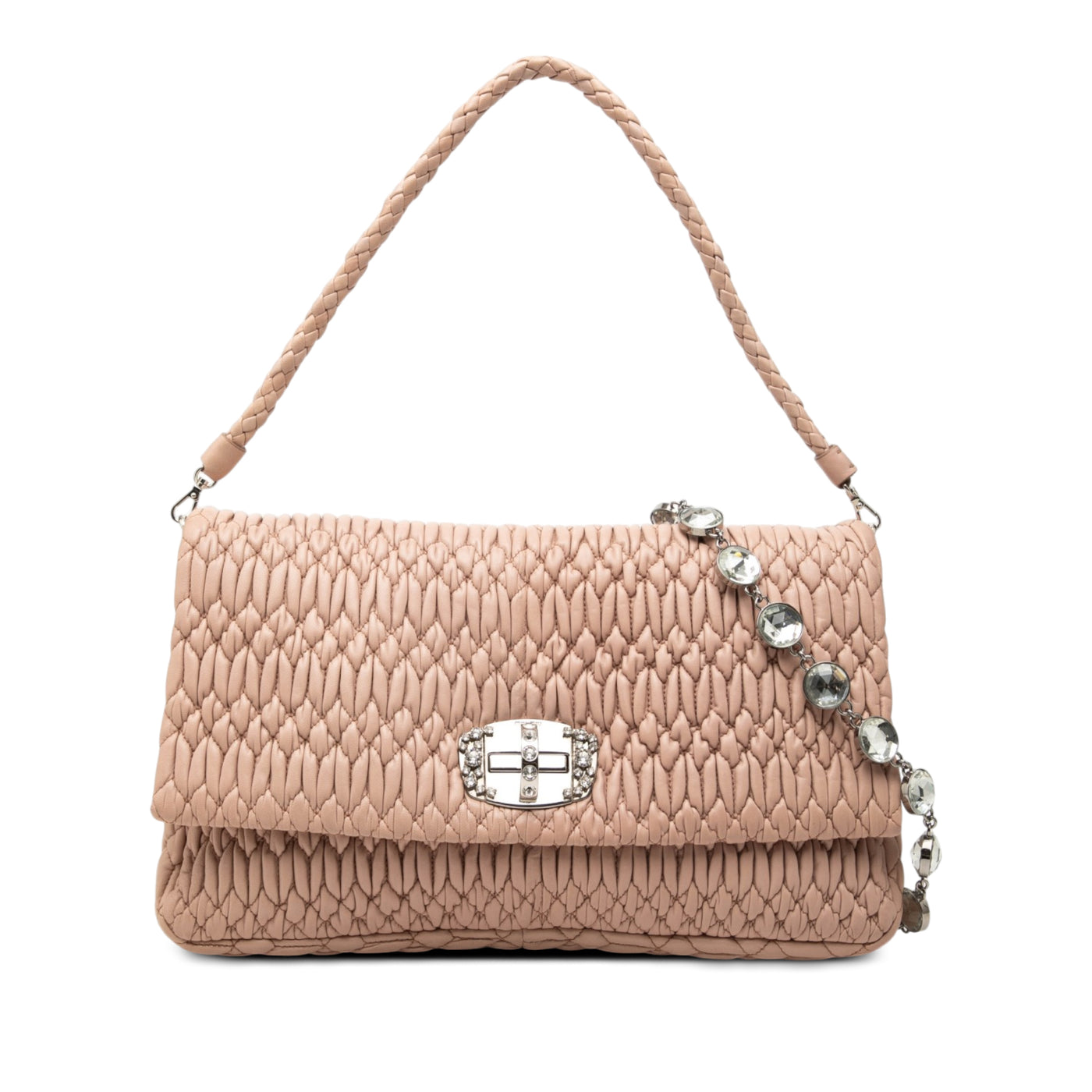 Matelasse Nappa Crystal Chain Satchel - Image 1