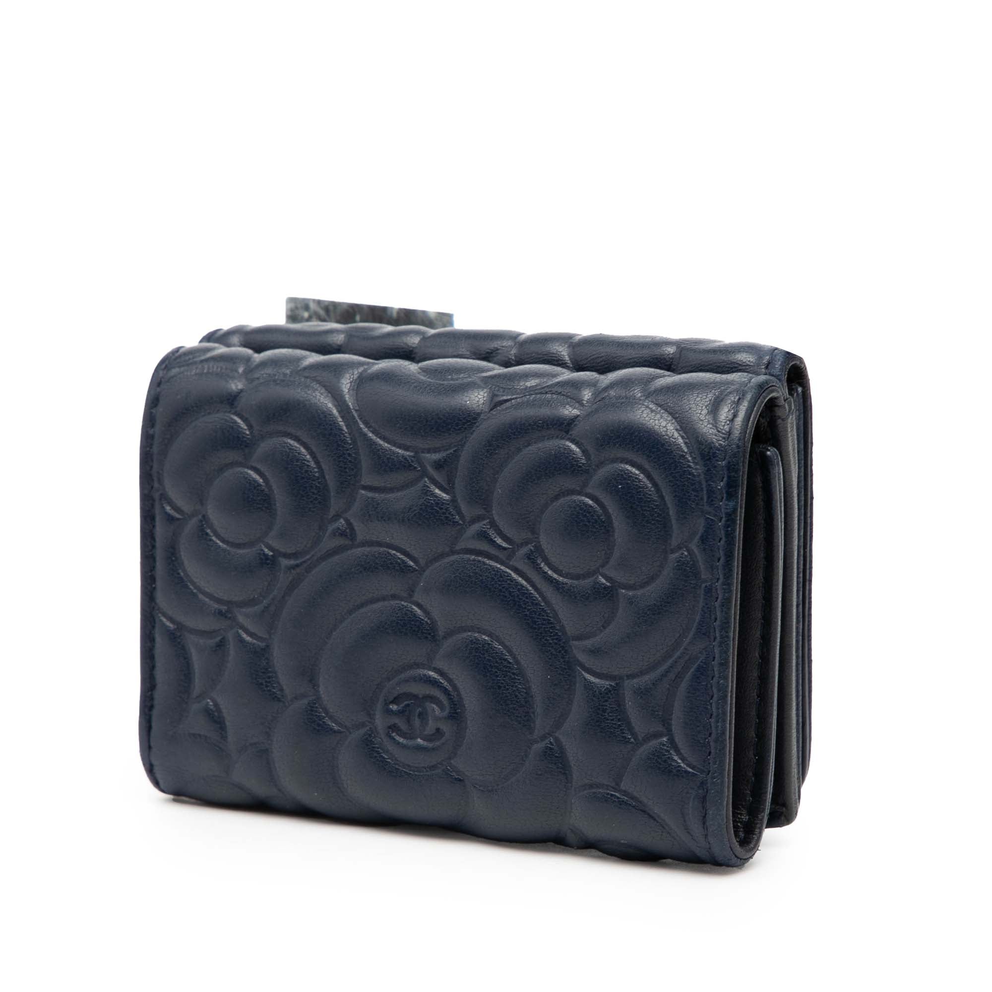 CC Embossed Goatskin Camellia Trifold Compact Wallet - Image 2