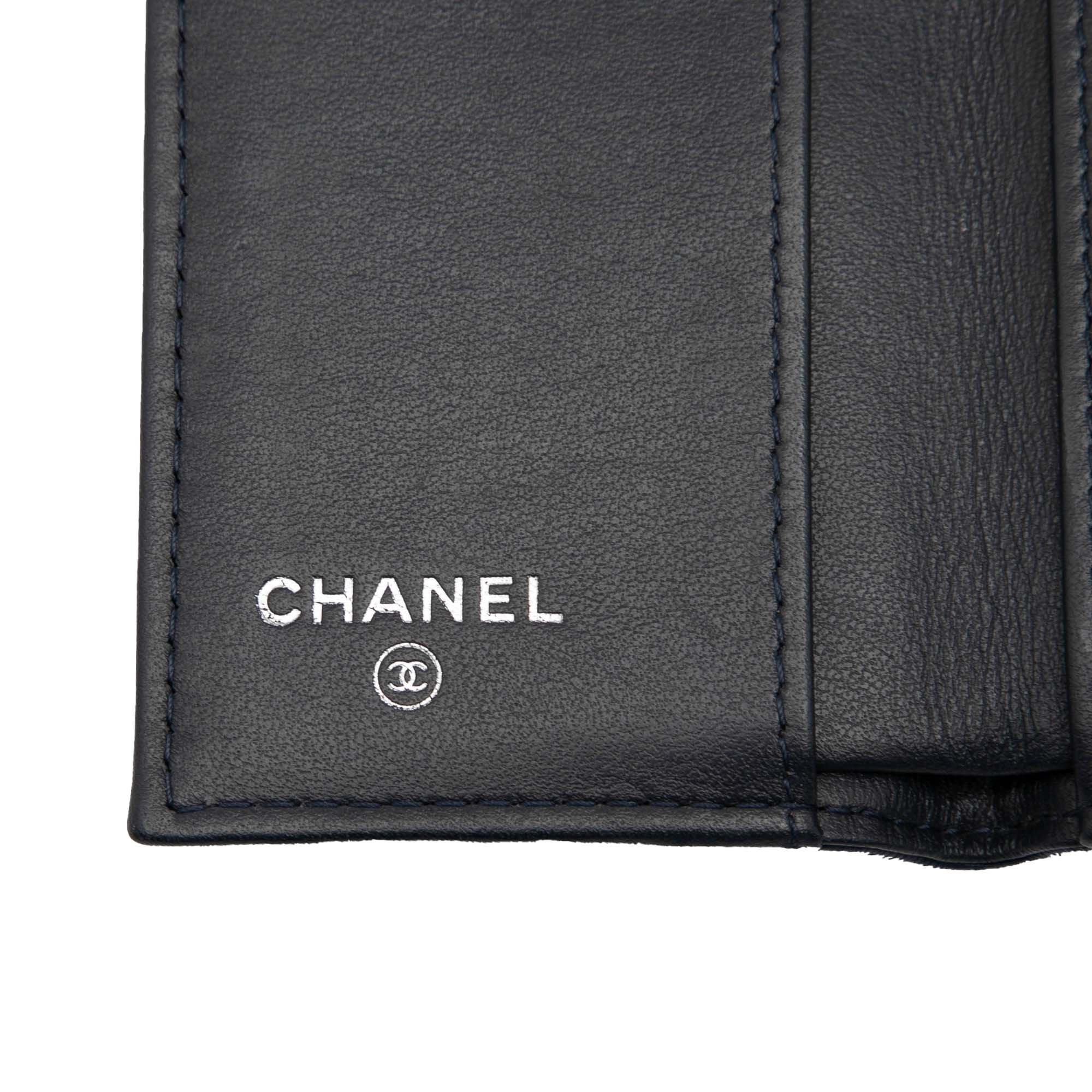 CC Embossed Goatskin Camellia Trifold Compact Wallet - Image 4