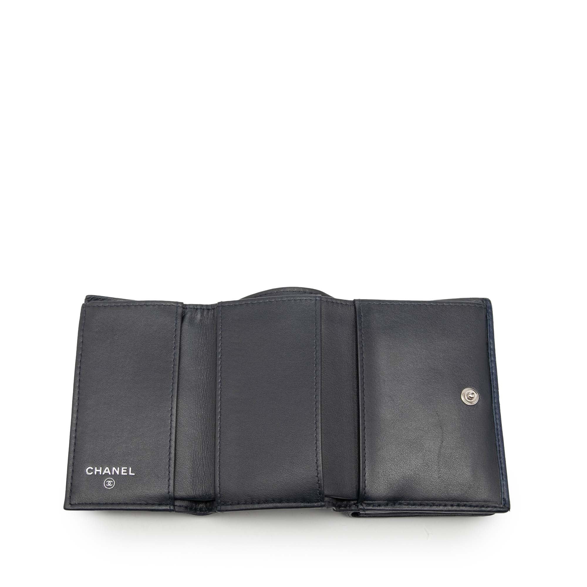 CC Embossed Goatskin Camellia Trifold Compact Wallet - Image 6