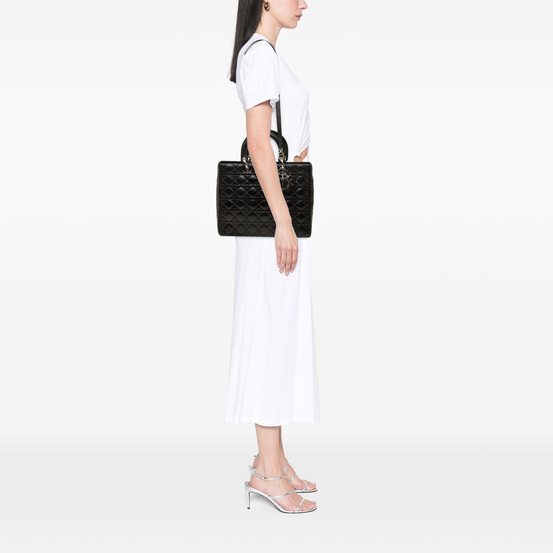 Large Lambskin Cannage Lady Dior - Image 7
