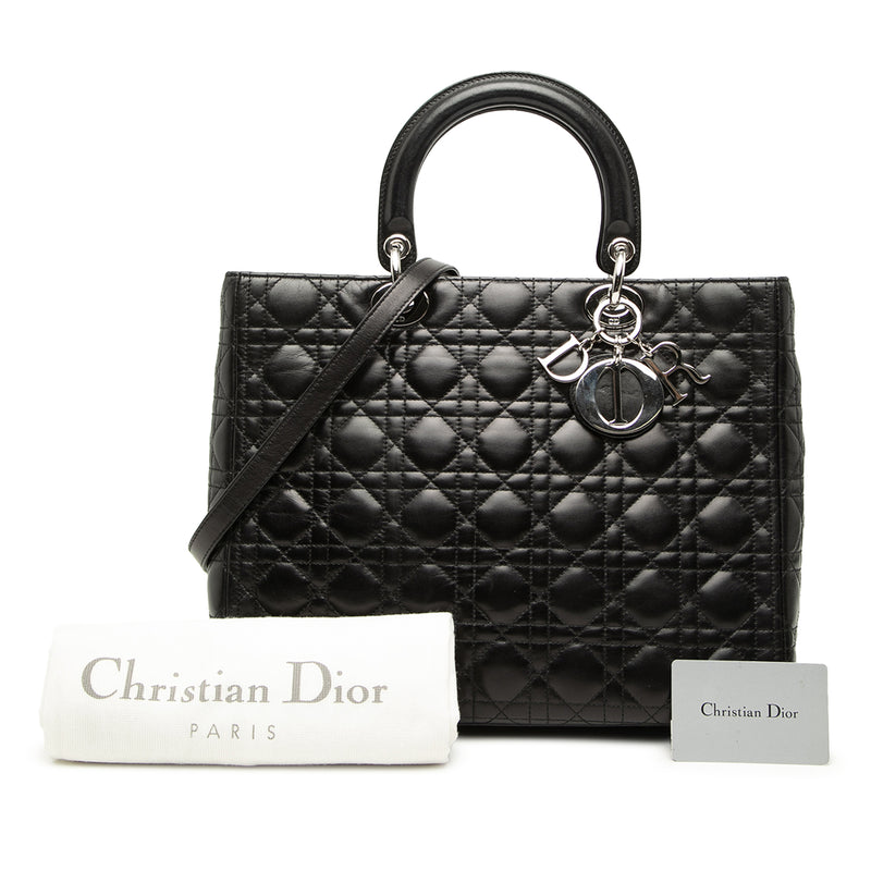 Large Lambskin Cannage Lady Dior - Image 8