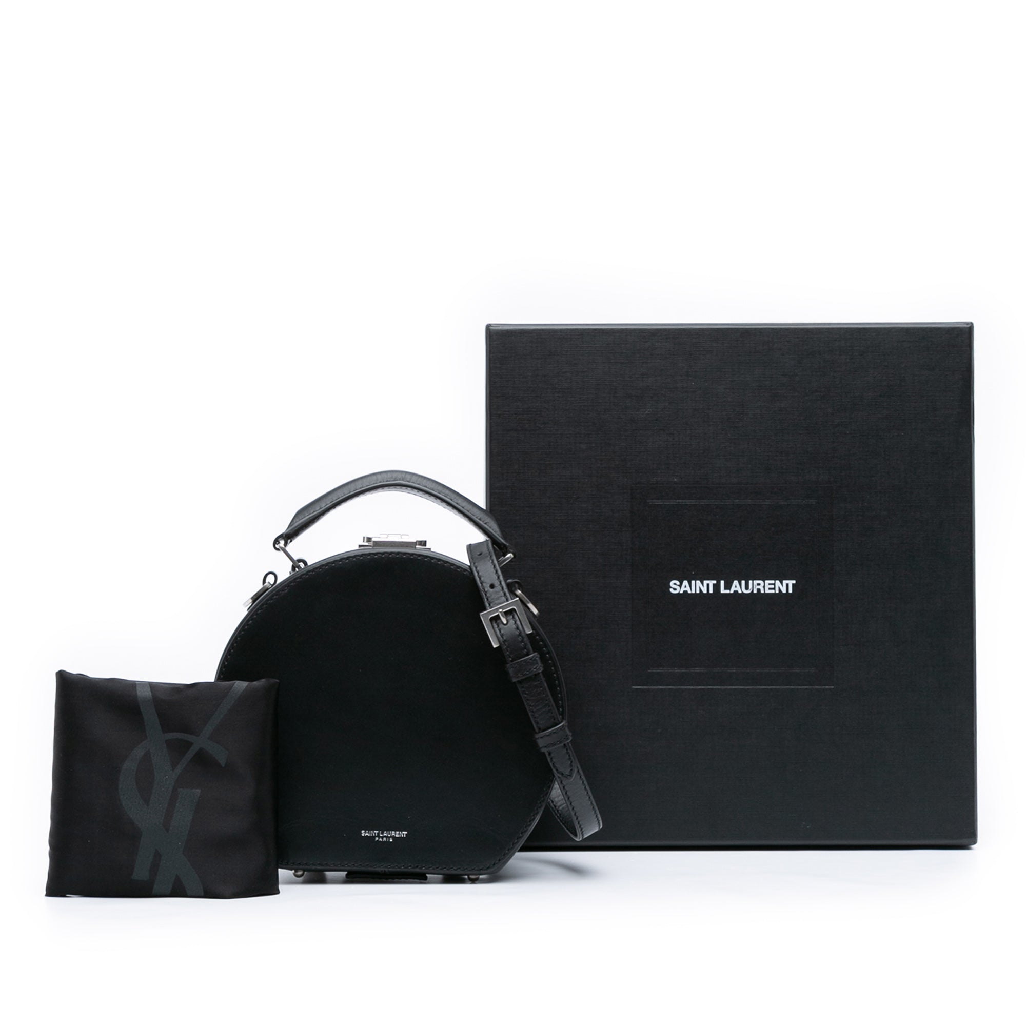 Small Leather Mica Hatbox Satchel - Image 12