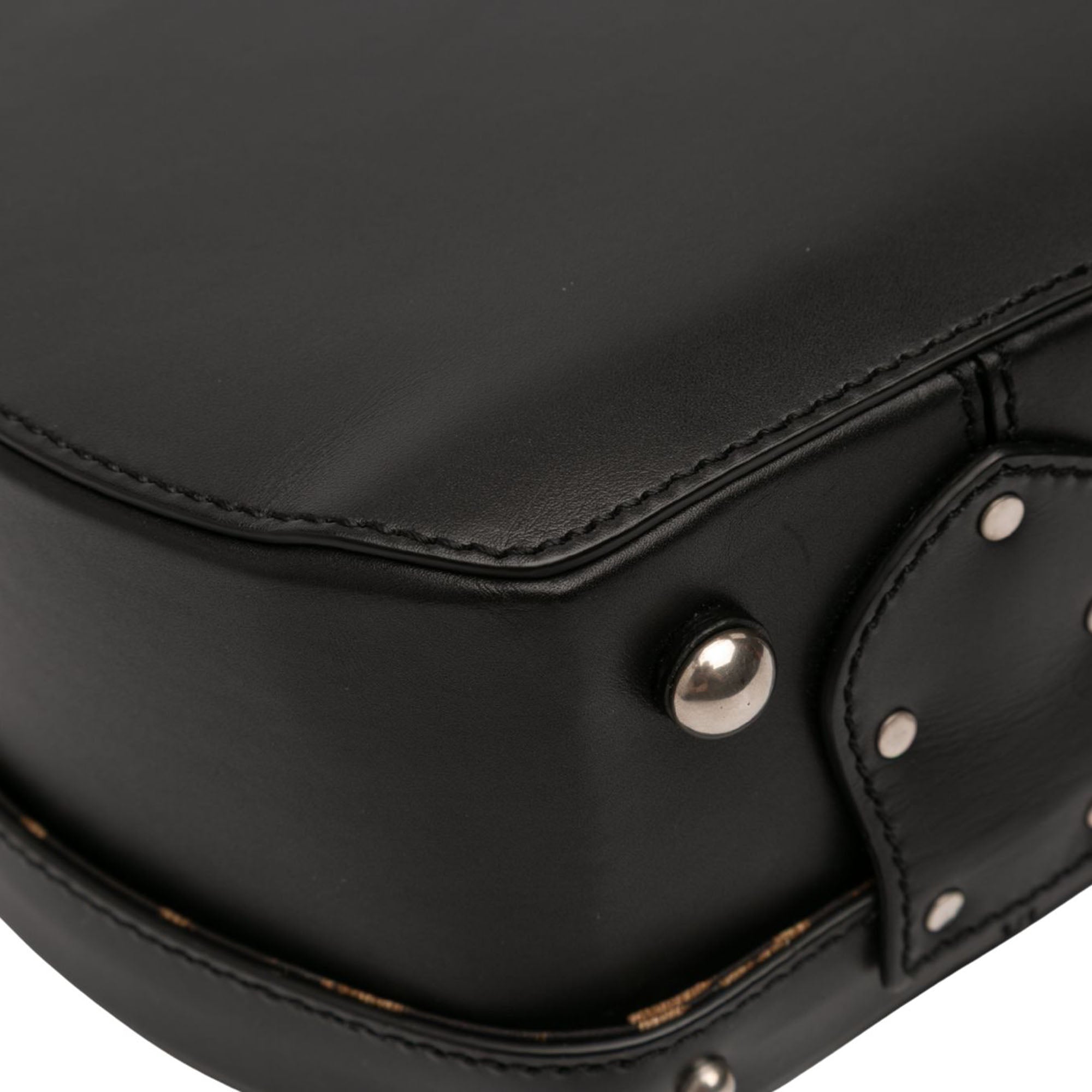 Small Leather Mica Hatbox Satchel - Image 7