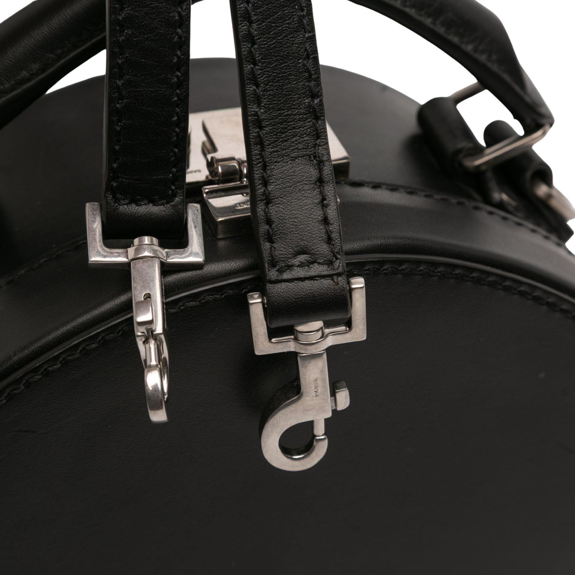 Small Leather Mica Hatbox Satchel - Image 9