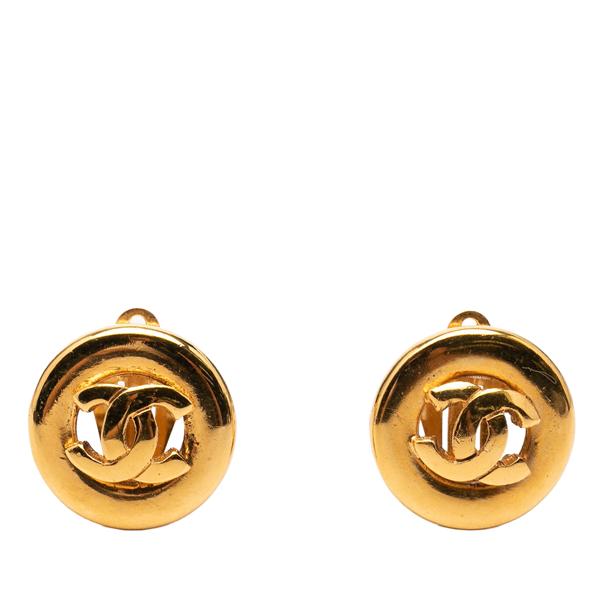 CC Gold Plated Round Clip on Earrings - Image 1